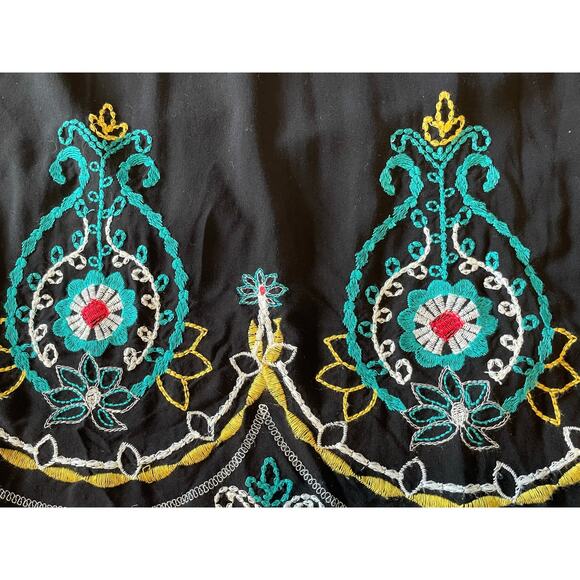 Kate & Sam Boho Dress Embroidered Tassels 3/4 Bell Sleeves Black Sz M Hippie - Picture 2 of 11